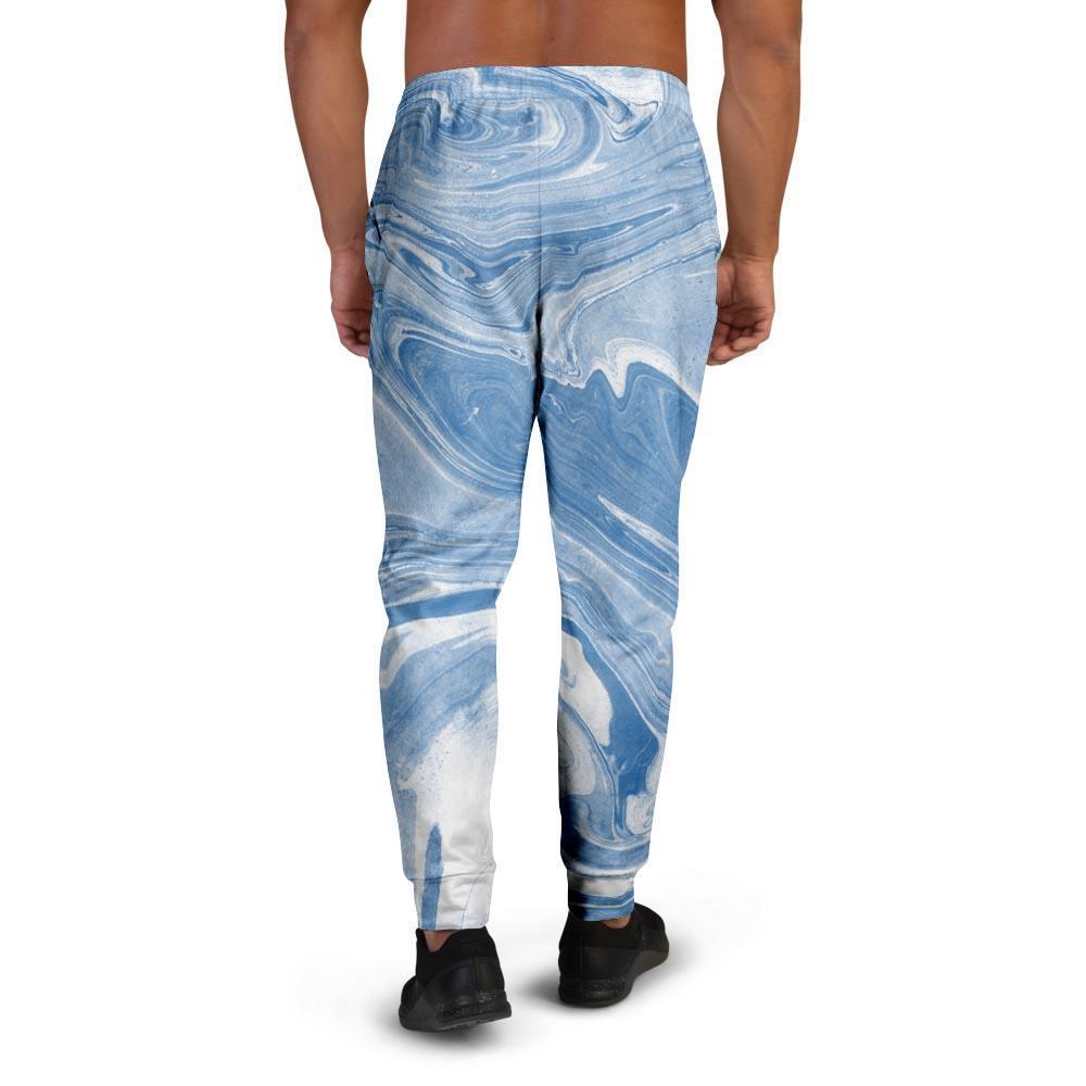 Blue Liquid Marble Men's Joggers-grizzshop