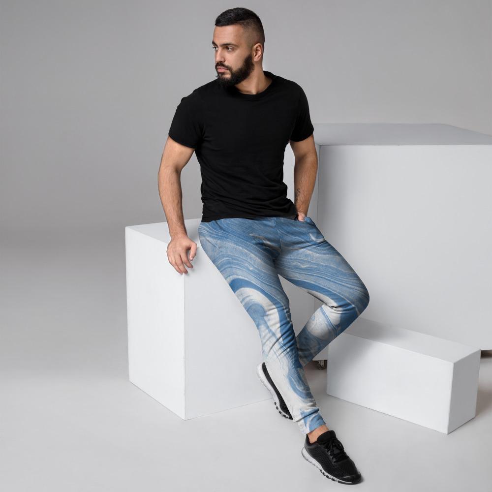 Blue Liquid Marble Men's Joggers-grizzshop