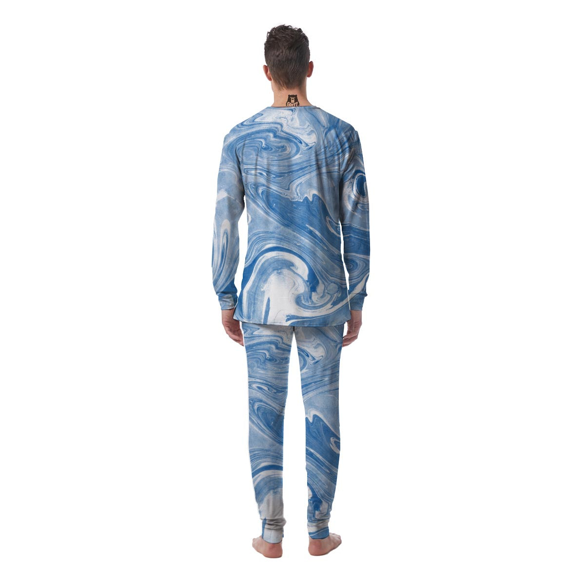 Blue Liquid Marble Men's Pajamas-grizzshop