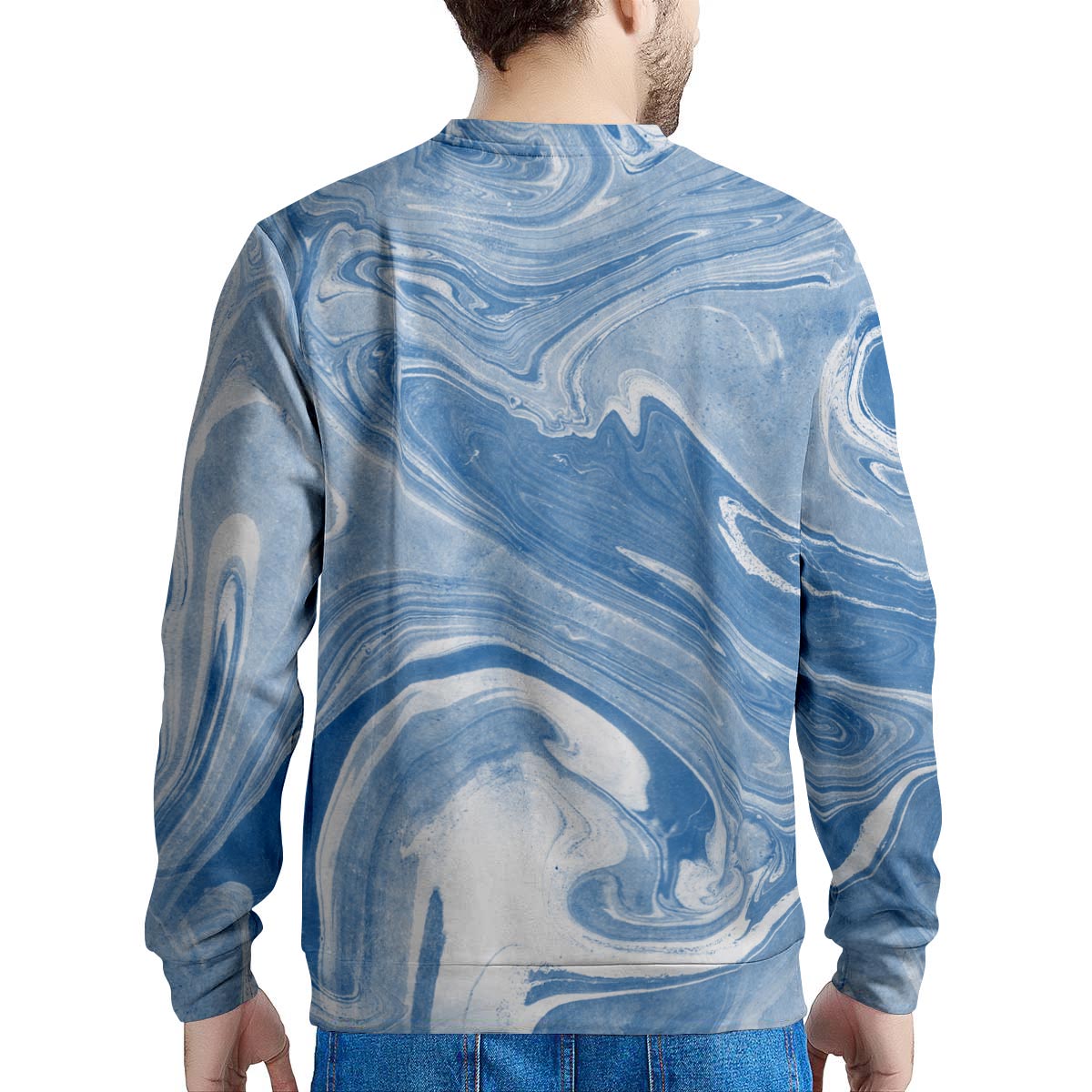 Blue Liquid Marble Men's Sweatshirt-grizzshop