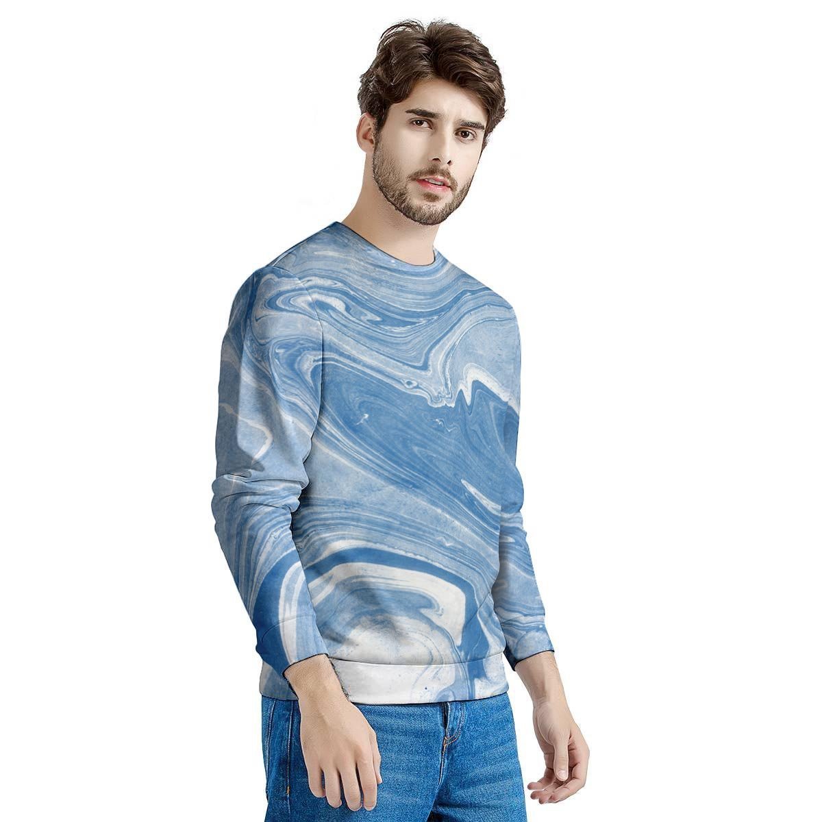 Blue Liquid Marble Men's Sweatshirt-grizzshop