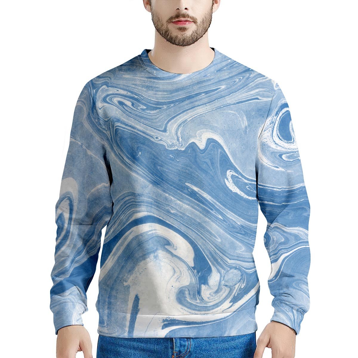 Blue Liquid Marble Men's Sweatshirt-grizzshop