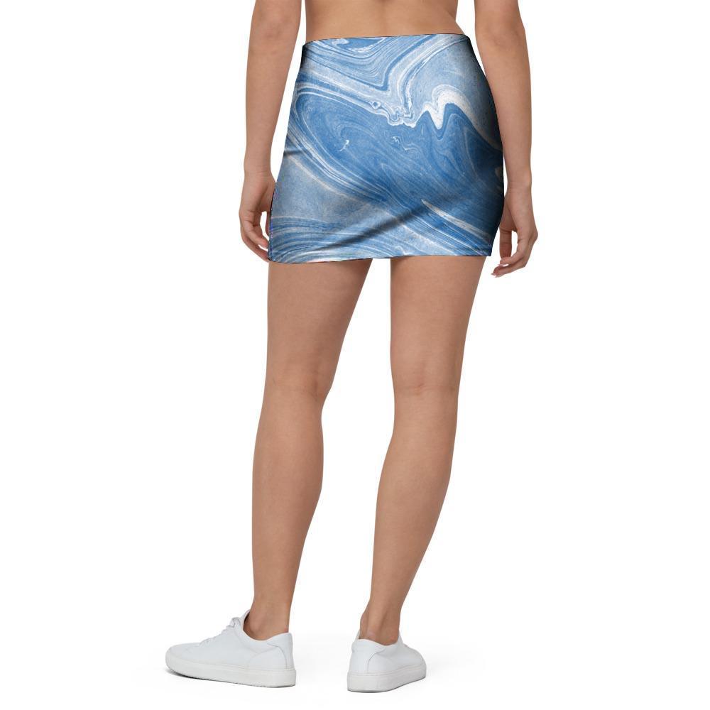 Blue Liquid Marble Mini Skirt-grizzshop