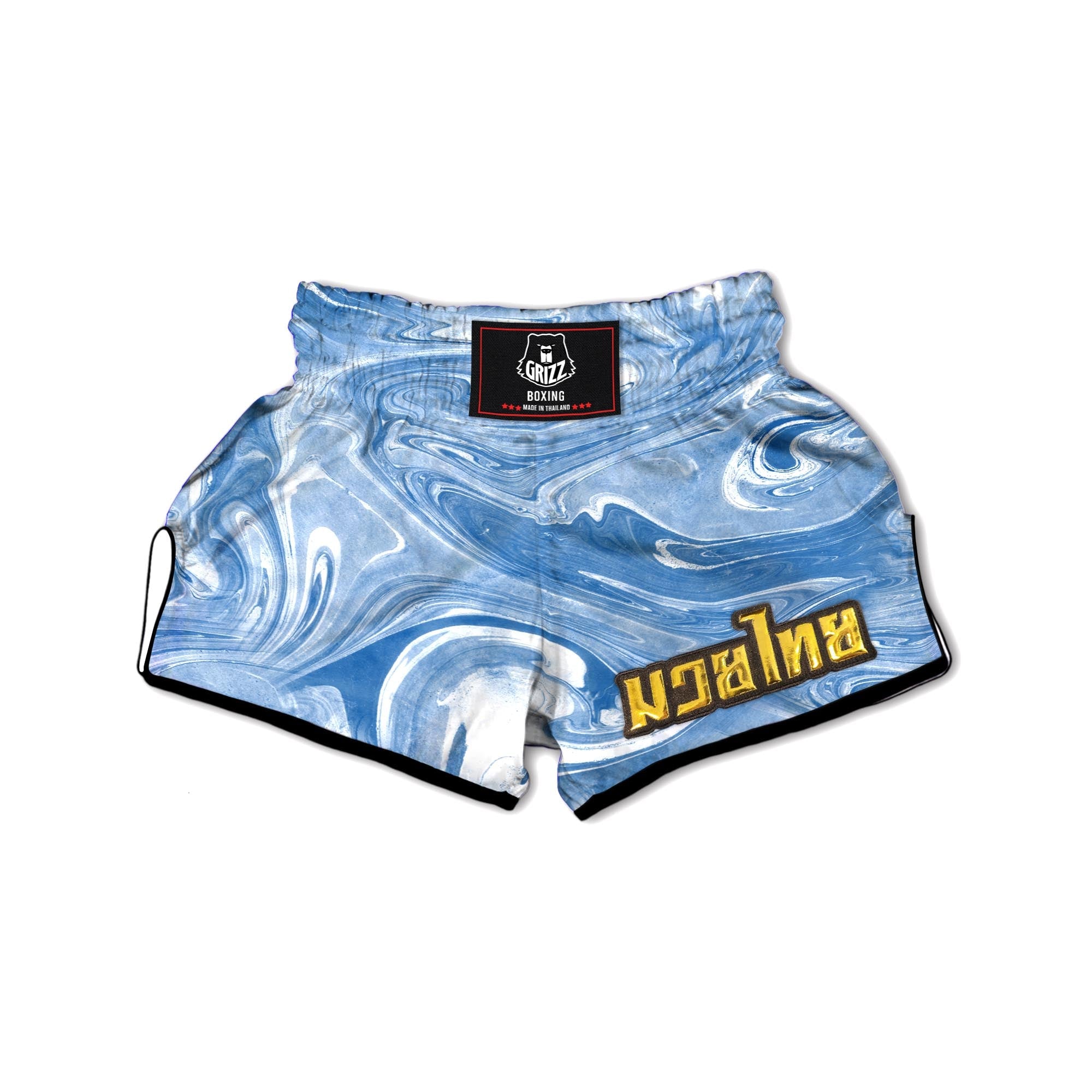 Blue Liquid Marble Muay Thai Boxing Shorts-grizzshop