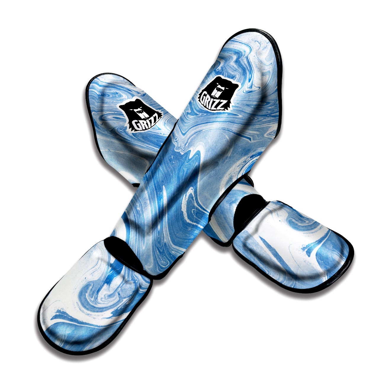 Blue Liquid Marble Muay Thai Shin Guard-grizzshop