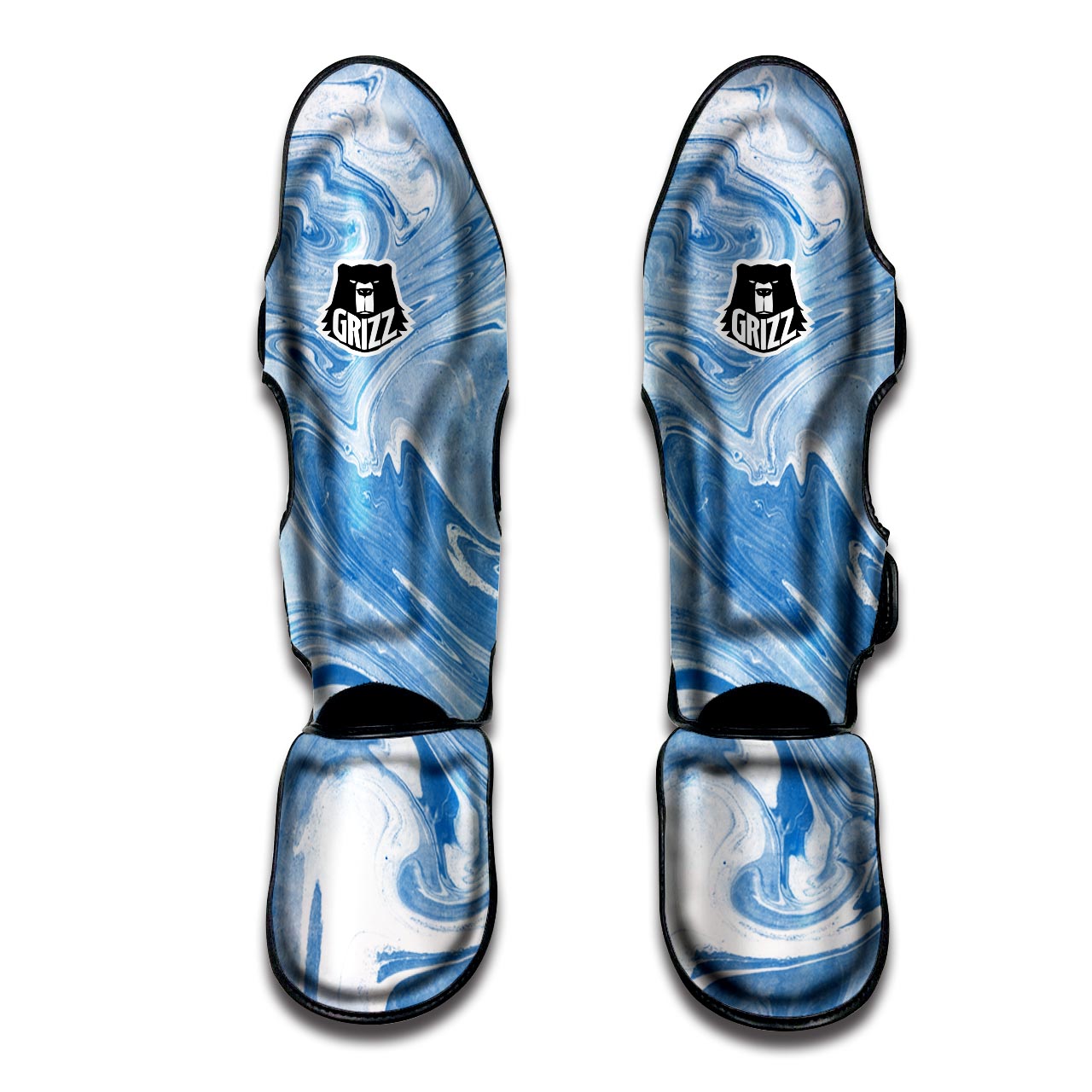 Blue Liquid Marble Muay Thai Shin Guard-grizzshop