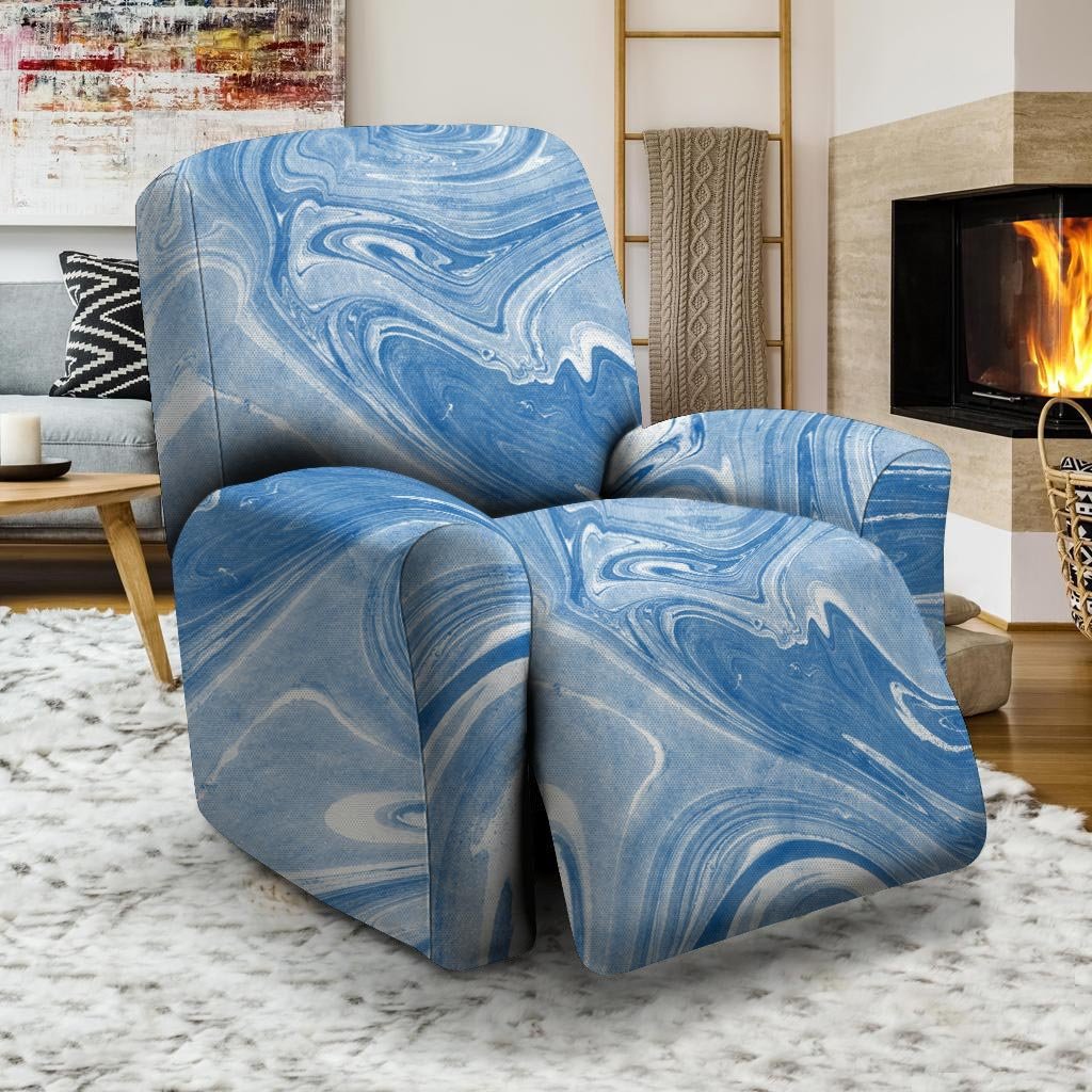 Blue Liquid Marble Recliner Cover-grizzshop