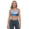 Blue Liquid Marble Sports Bra-grizzshop