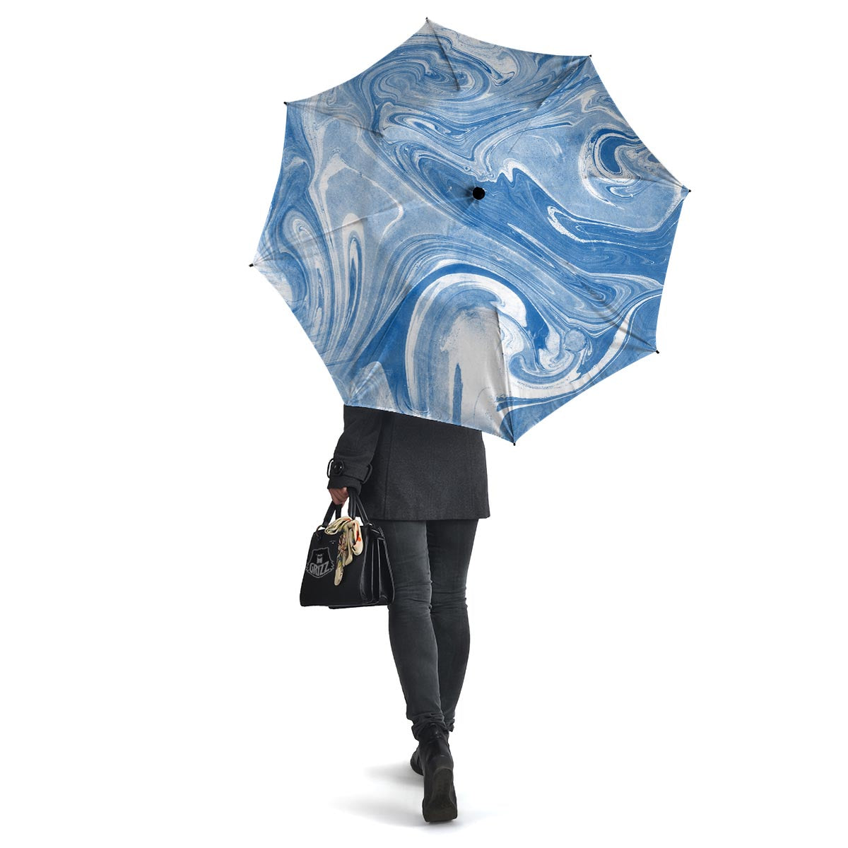 Blue Liquid Marble Umbrella-grizzshop