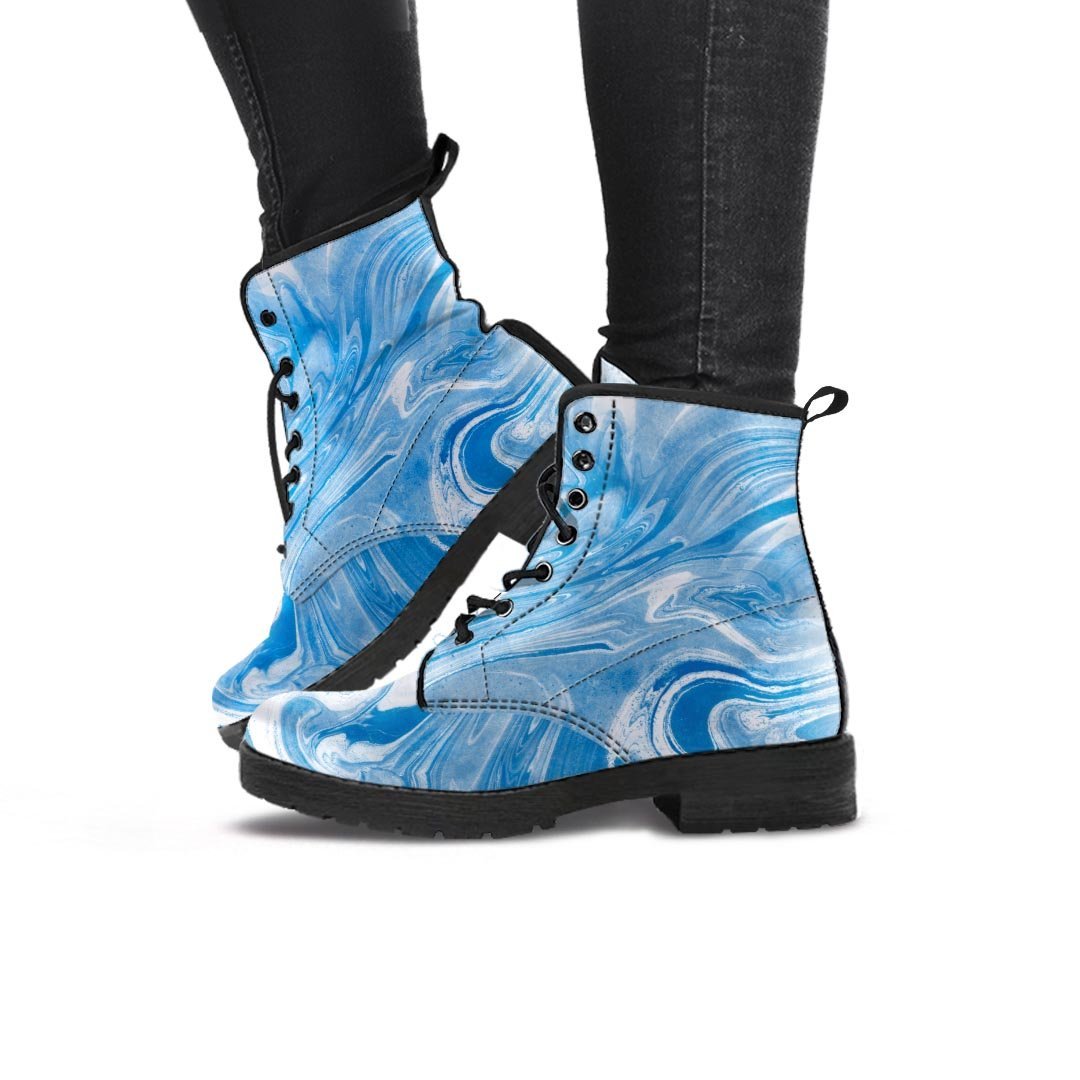 Blue Liquid Marble Women's Boots-grizzshop