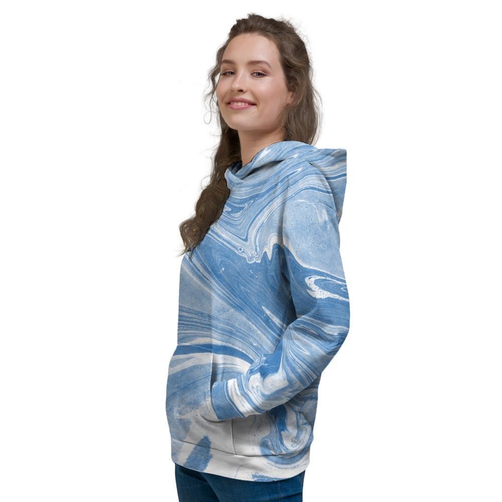 Blue Liquid Marble Women's Hoodie-grizzshop