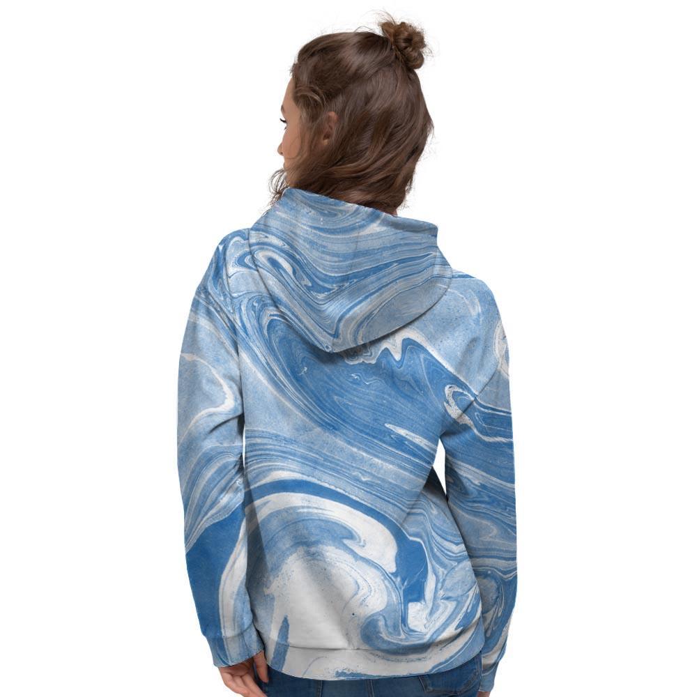 Blue Liquid Marble Women's Hoodie-grizzshop