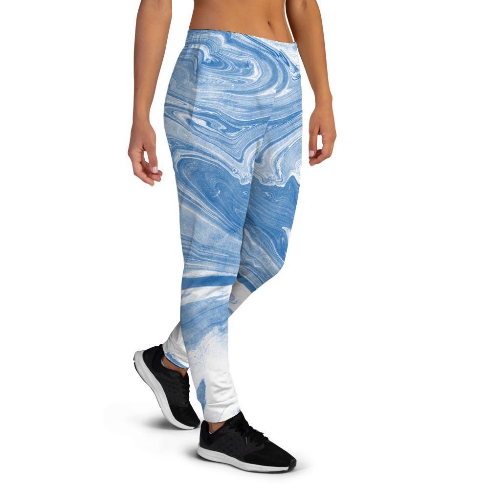 Blue Liquid Marble Women's Joggers-grizzshop