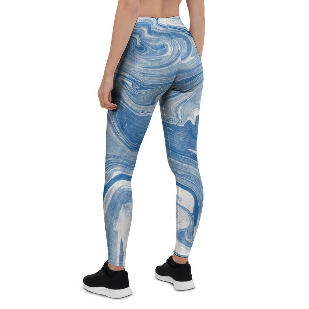 Blue Liquid Marble Women's Leggings-grizzshop