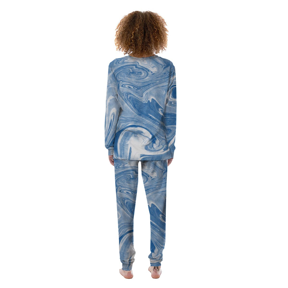 Blue Liquid Marble Women's Pajamas-grizzshop