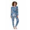 Blue Liquid Marble Women's Pajamas-grizzshop