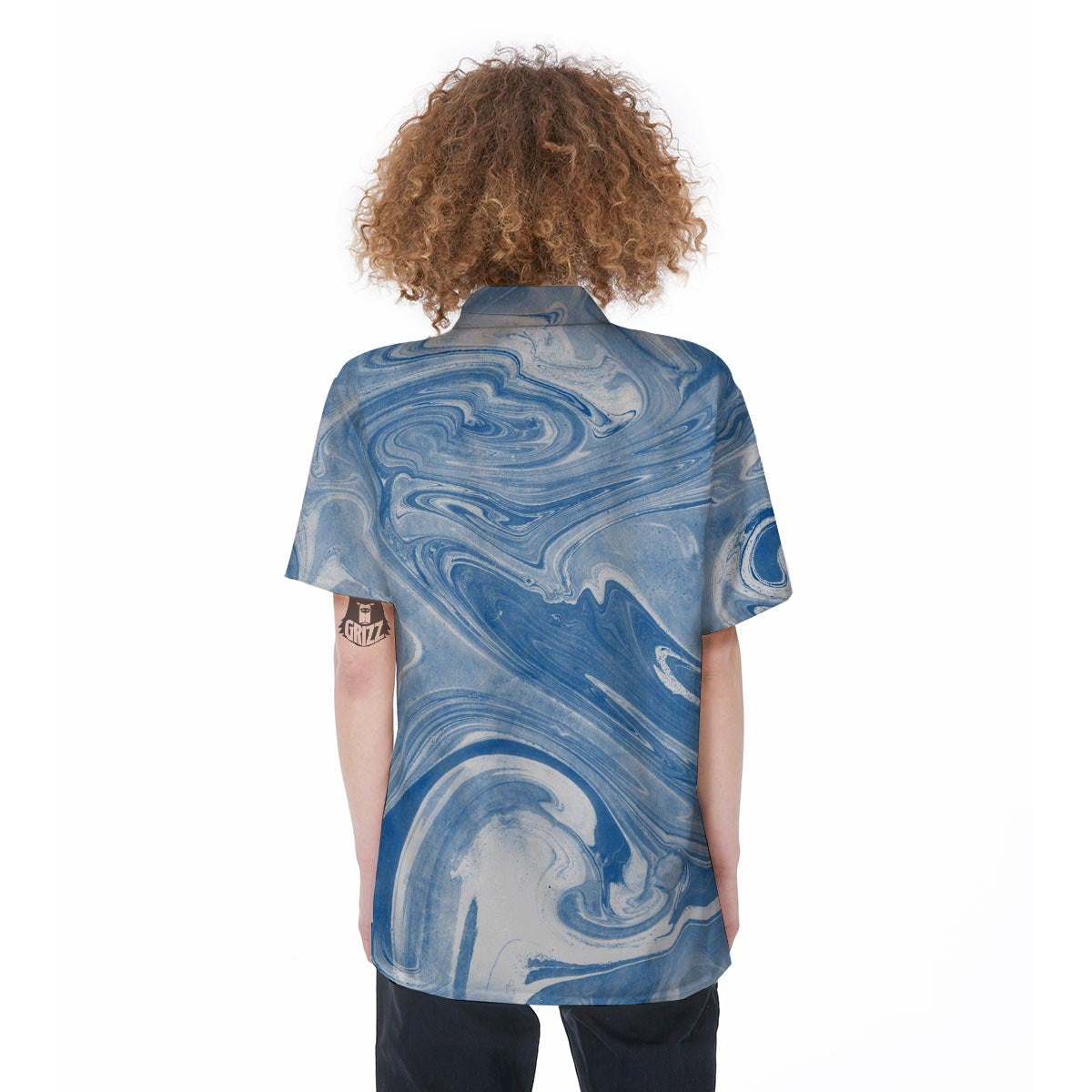 Blue Liquid Marble Women's Short Sleeve Shirts-grizzshop