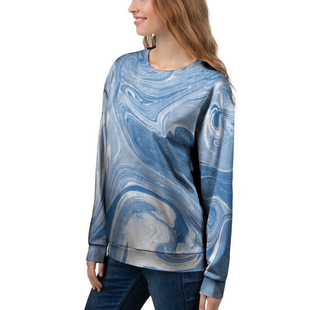 Blue Liquid Marble Women's Sweatshirt-grizzshop