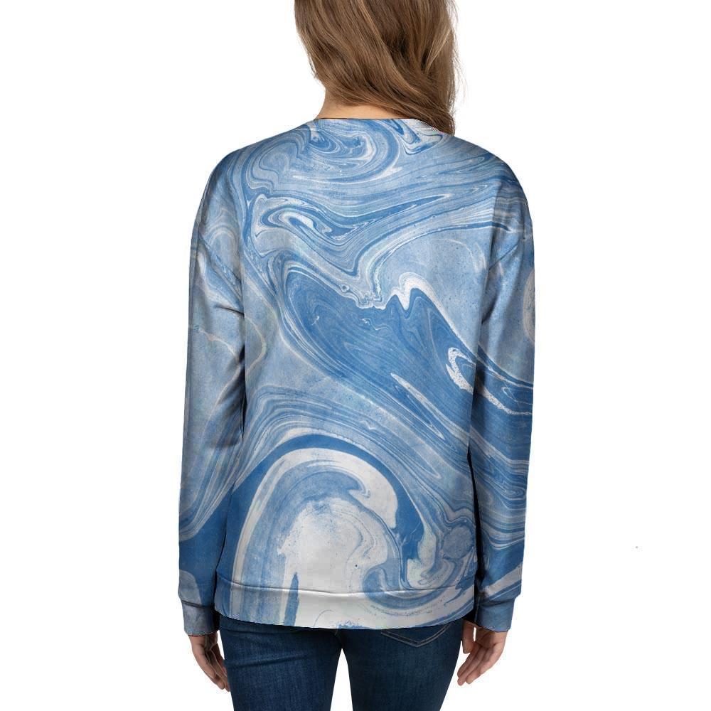 Blue Liquid Marble Women's Sweatshirt-grizzshop