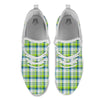 Blue Madras Plaid And Lime Print Pattern White Athletic Shoes-grizzshop