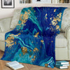 Blue Marble Pattern Print Blanket-grizzshop