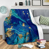 Blue Marble Pattern Print Blanket-grizzshop