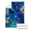 Blue Marble Pattern Print Blanket-grizzshop