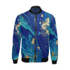 Blue Marble Pattern Print Men's Bomber Jacket-grizzshop