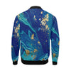 Blue Marble Pattern Print Men's Bomber Jacket-grizzshop