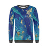 Blue Marble Pattern Print Women's Sweatshirt-grizzshop