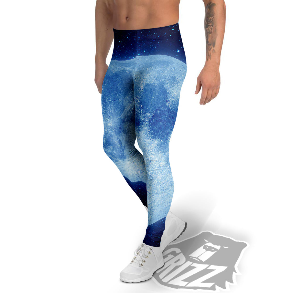 Blue Moon Print Men's Leggings-grizzshop