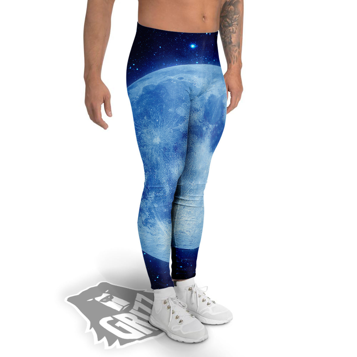 Blue Moon Print Men's Leggings-grizzshop