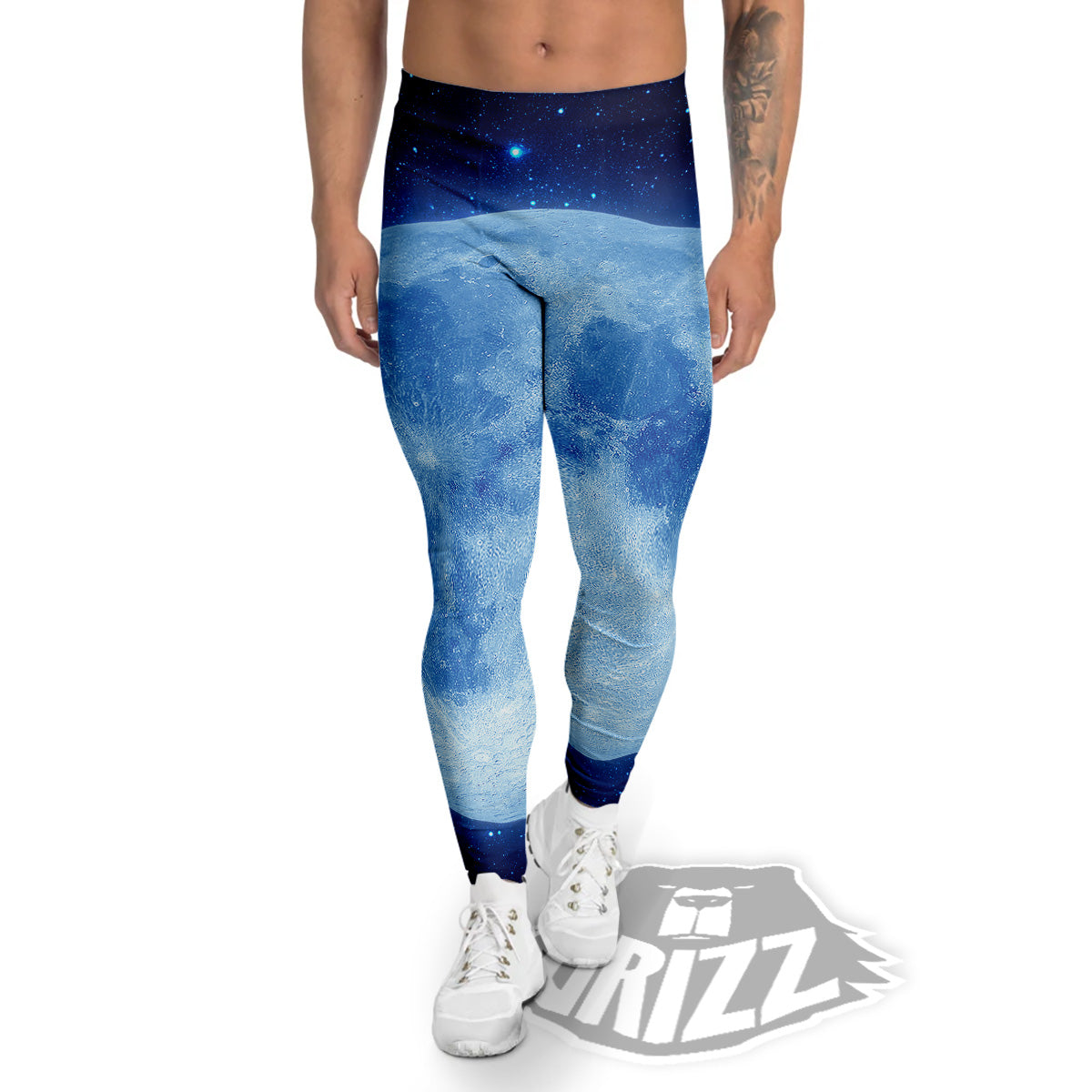Blue Moon Print Men's Leggings-grizzshop