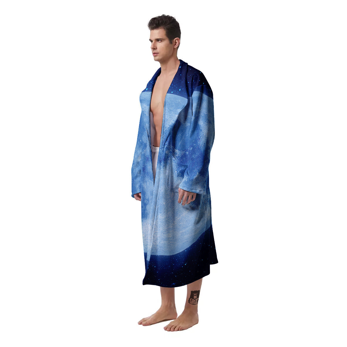 Blue Moon Print Men's Robe-grizzshop