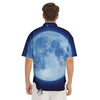 Blue Moon Print Men's Short Sleeve Shirts-grizzshop