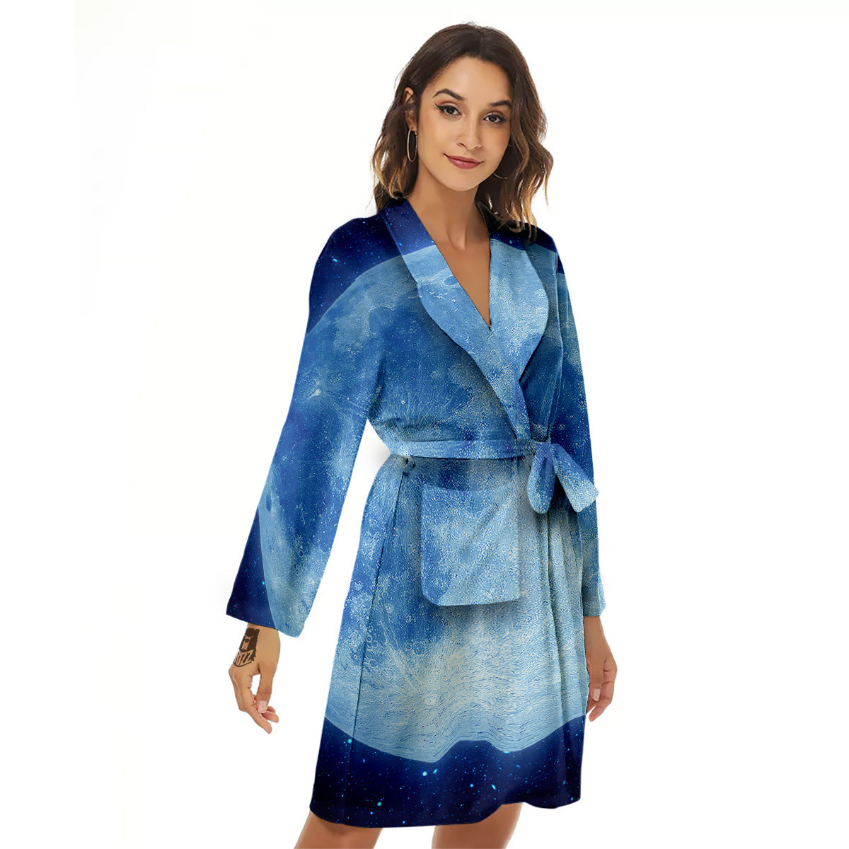 Blue Moon Print Women's Robe-grizzshop