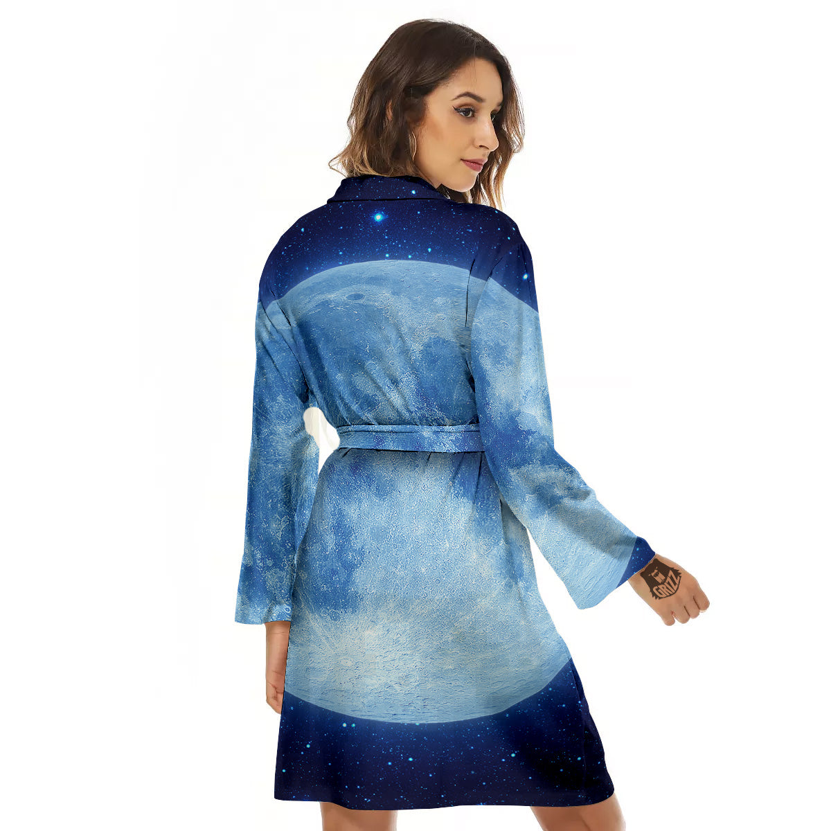 Blue Moon Print Women's Robe-grizzshop