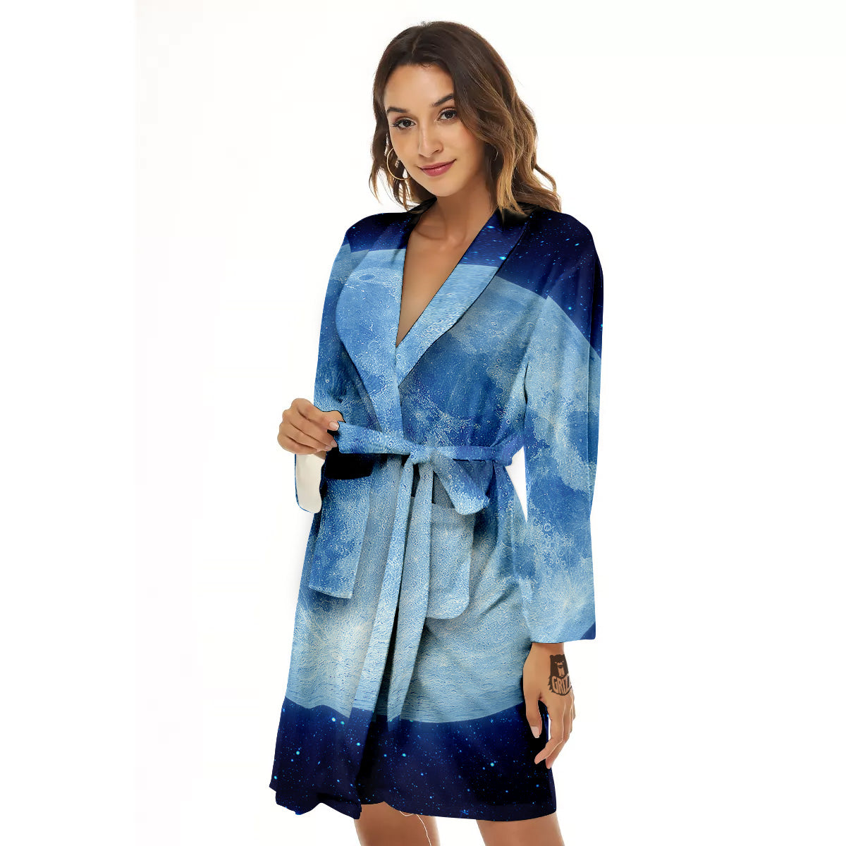 Blue Moon Print Women's Robe-grizzshop