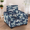 Blue Navy Camo Print Armchair Cover-grizzshop