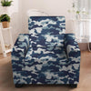 Blue Navy Camo Print Armchair Cover-grizzshop