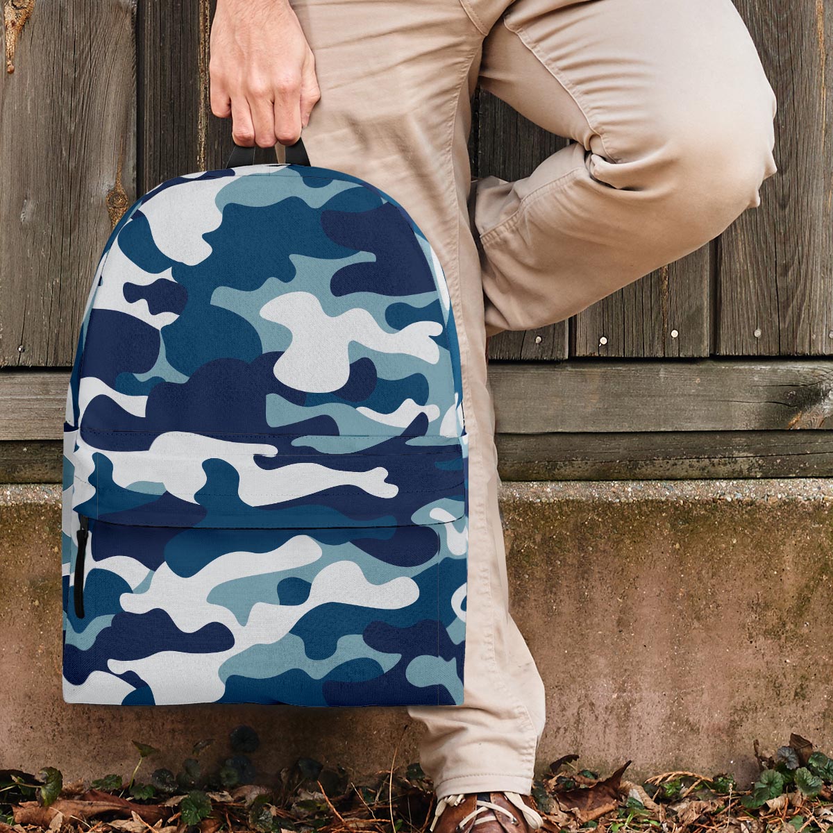 Blue Navy Camo Print Backpack-grizzshop