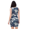 Blue Navy Camo Print Bodycon Dress-grizzshop