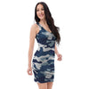 Blue Navy Camo Print Bodycon Dress-grizzshop