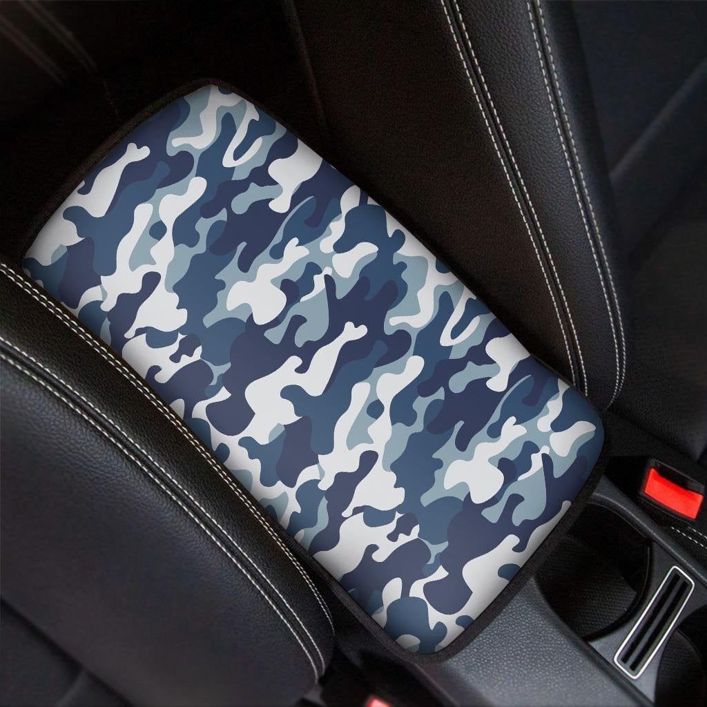 Blue Navy Camo Print Car Console Cover-grizzshop