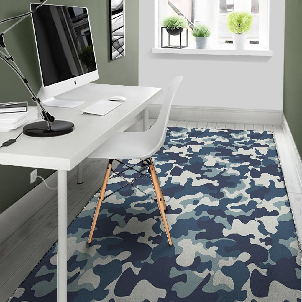 Blue Navy Camo Print Floor Mat-grizzshop