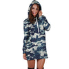 Blue Navy Camo Print Hoodie Dress-grizzshop