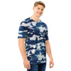 Blue Navy Camo Print Men T Shirt-grizzshop