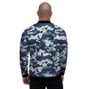 Blue Navy Camo Print Men's Bomber Jacket-grizzshop