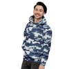 Blue Navy Camo Print Men's Hoodie-grizzshop