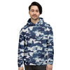 Blue Navy Camo Print Men's Hoodie-grizzshop